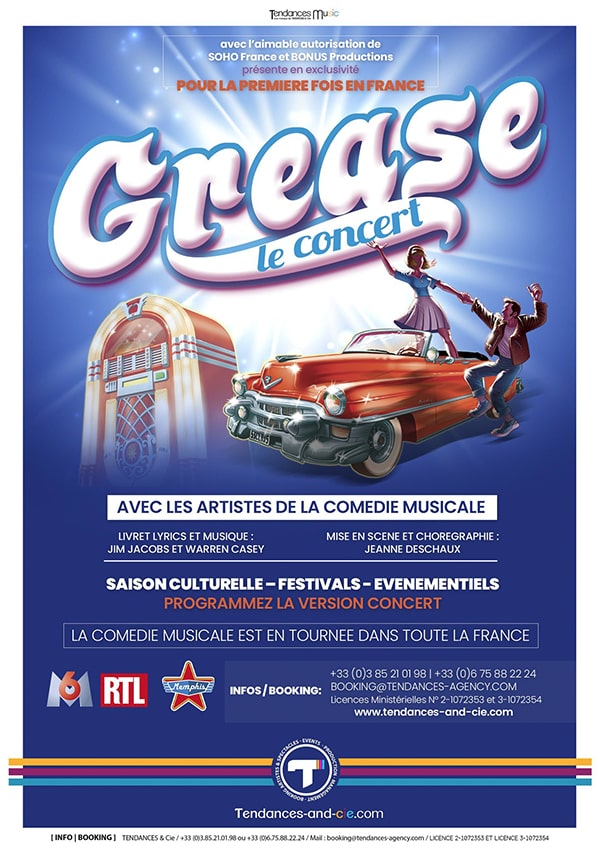 Affiche Grease, le concert - Un spectacle Tendances & Cie